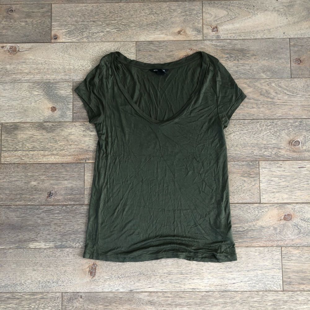 Scoop neck Basic Tee Dark Army Green XS